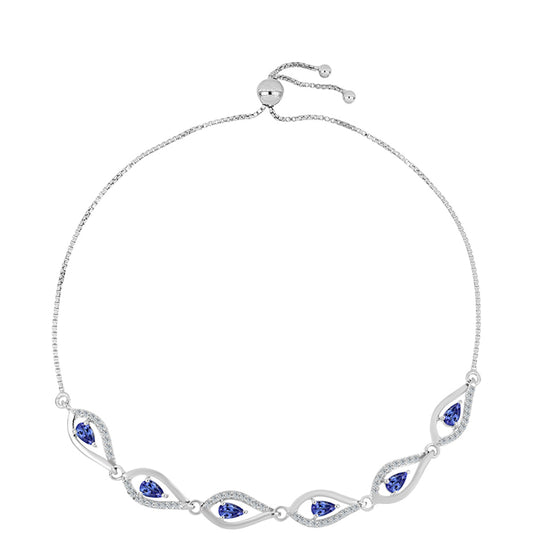 Ezüst Karkötő "AAA" Osztályú Tanzanittal és Fehér Topázzal