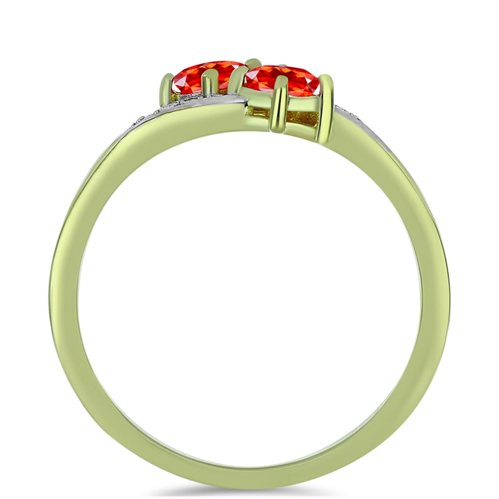 Arannyal Bevont Ezüst Gyűrű Etiópiai Vörös Opállal és Fehér Topázzal 2 