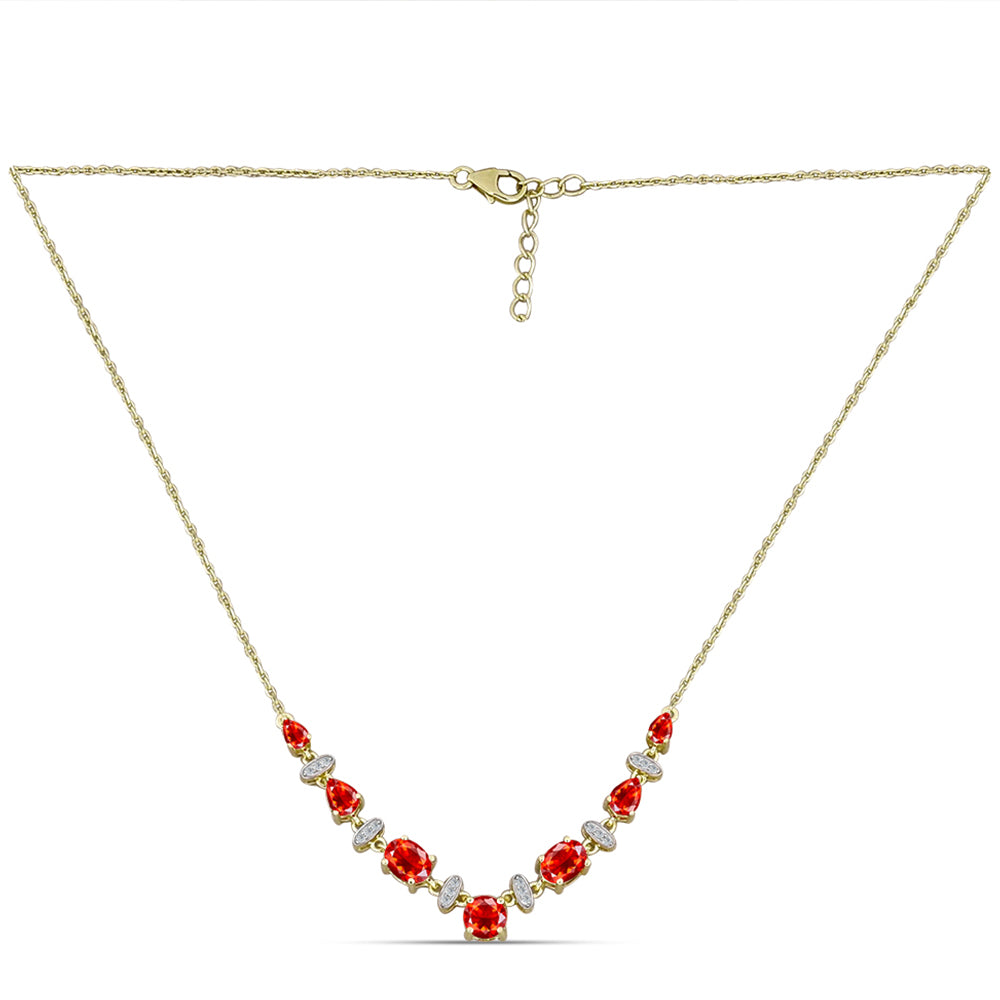 Arannyal Bevont Ezüst Nyaklánc Etiópiai Vörös Opállal és Fehér Topázzal