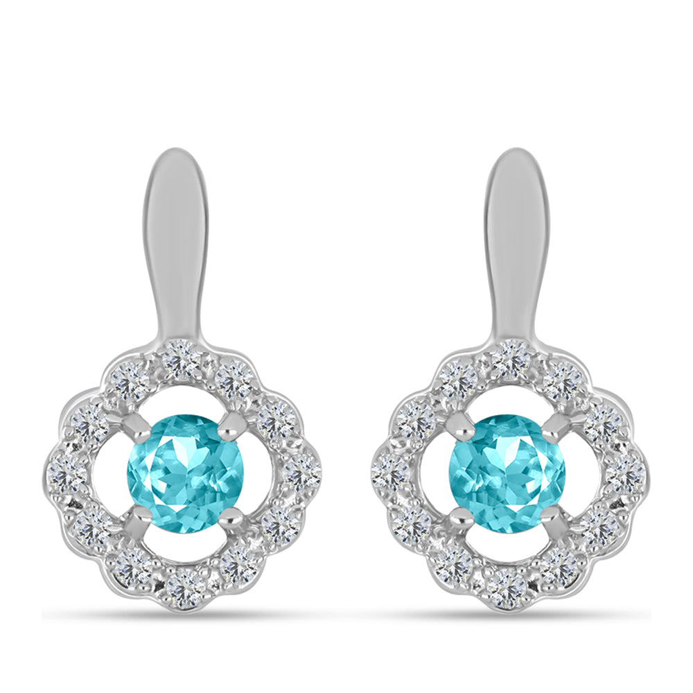 Ezüst Fülbevaló Paraiba Kvarccal és Fehér Topázzal