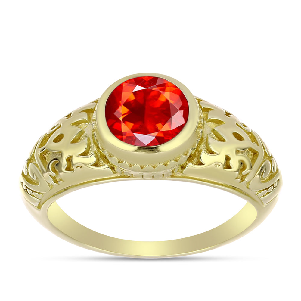 Arannyal Bevont Ezüst Gyűrű Etiópiai Vörös Opállal 3 