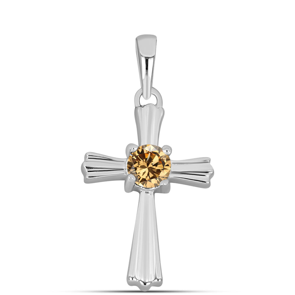 Kereszt Ezüst Medál Pezsgő Moissanite-tal