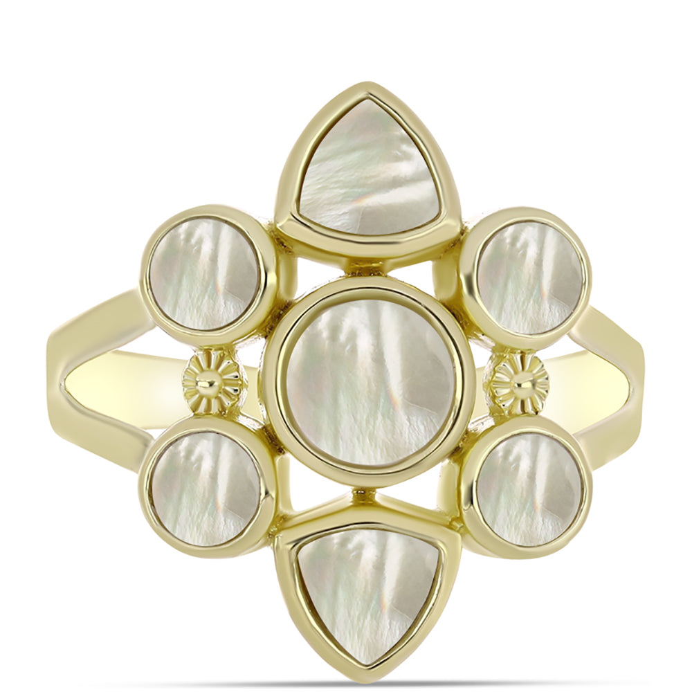 Arannyal Bevont Ezüst Gyűrű Gyöngyházzal