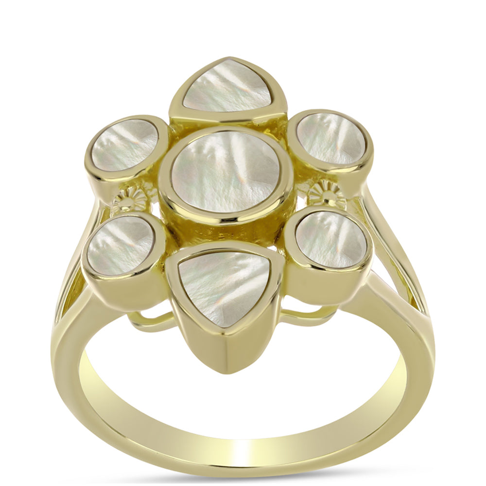 Arannyal Bevont Ezüst Gyűrű Gyöngyházzal 3 