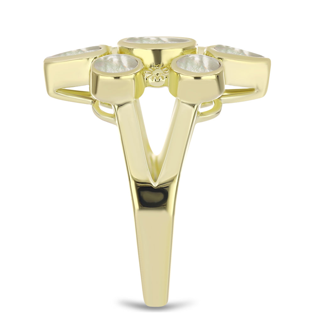 Arannyal Bevont Ezüst Gyűrű Gyöngyházzal