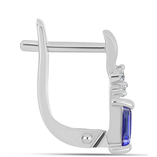 Ezüst Fülbevaló "AAA" Osztályú Tanzanittal és Fehér Topázzal