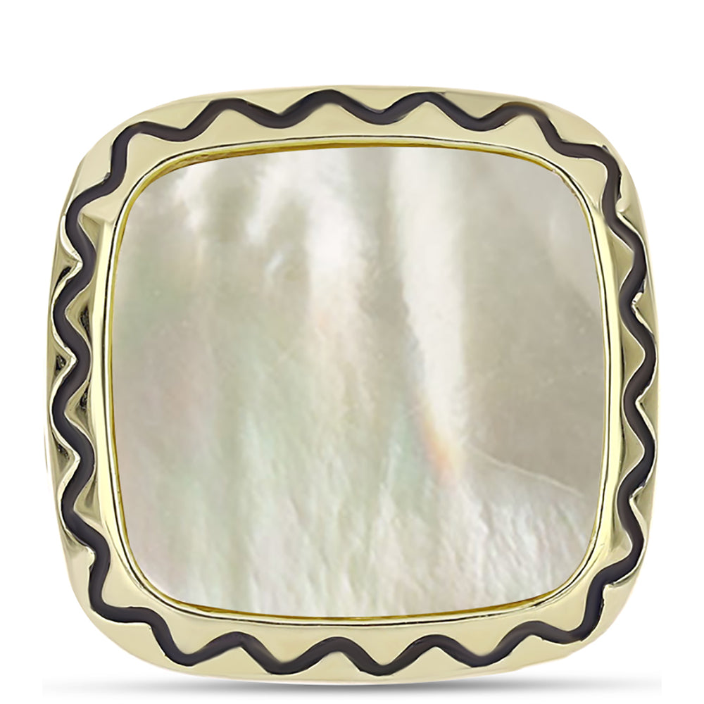 Arannyal Bevont Ezüst Gyűrű Gyöngyházzal