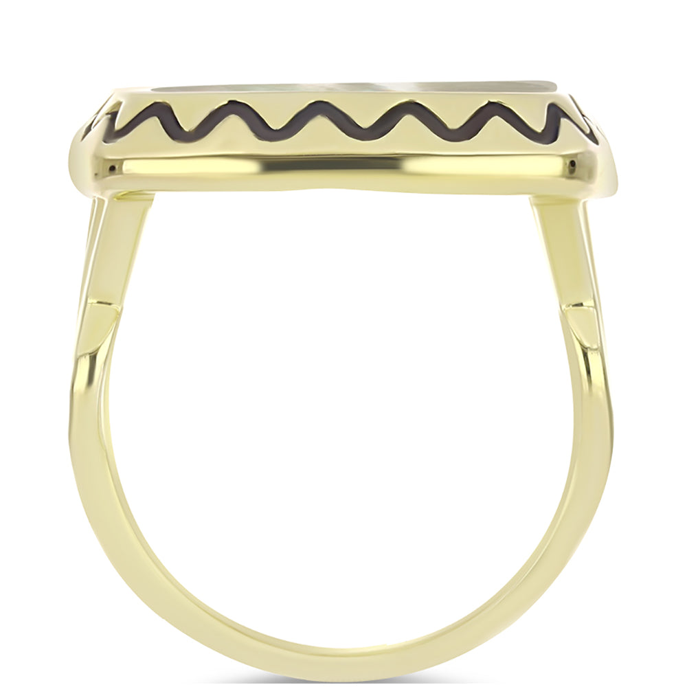 Arannyal Bevont Ezüst Gyűrű Gyöngyházzal 2 