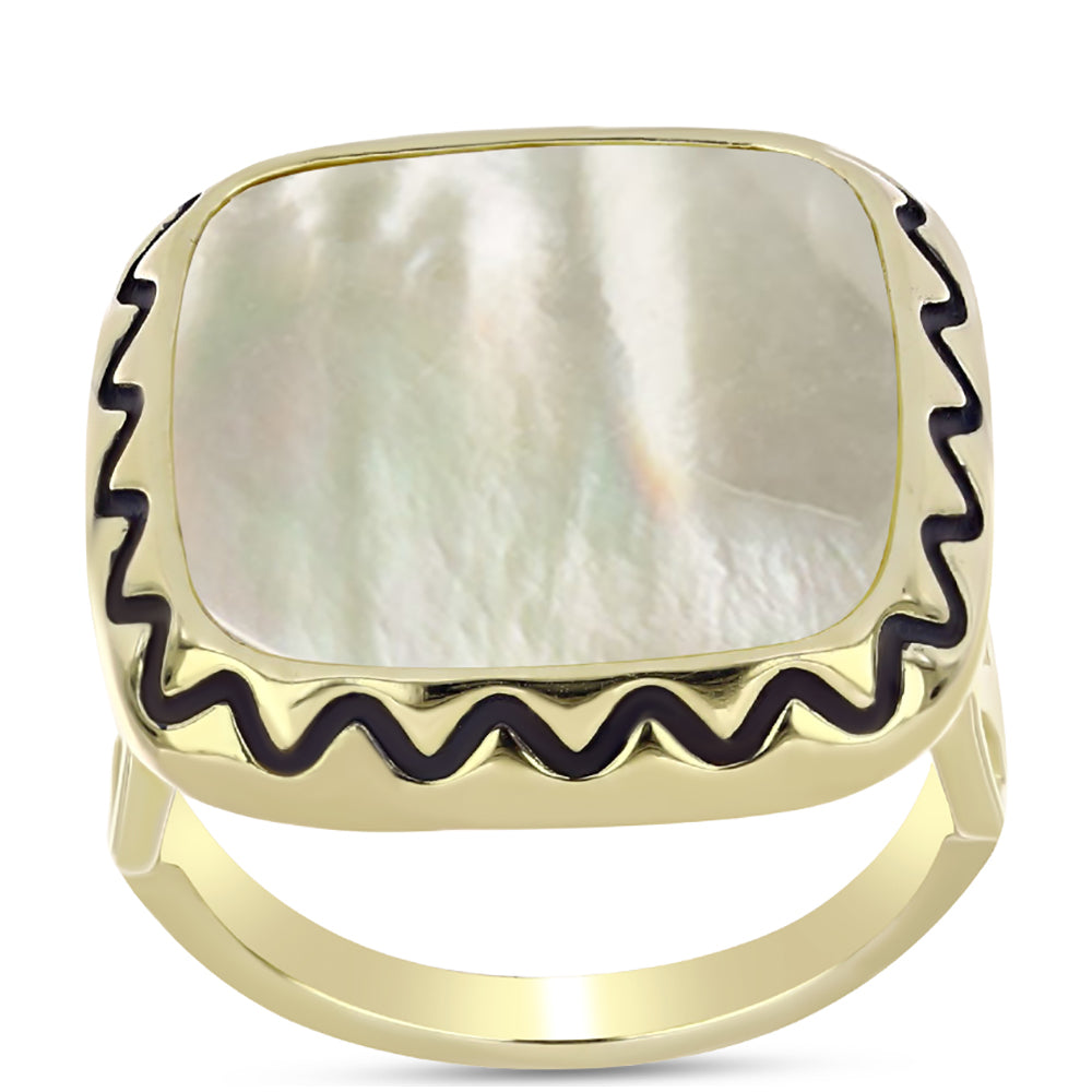 Arannyal Bevont Ezüst Gyűrű Gyöngyházzal 3 