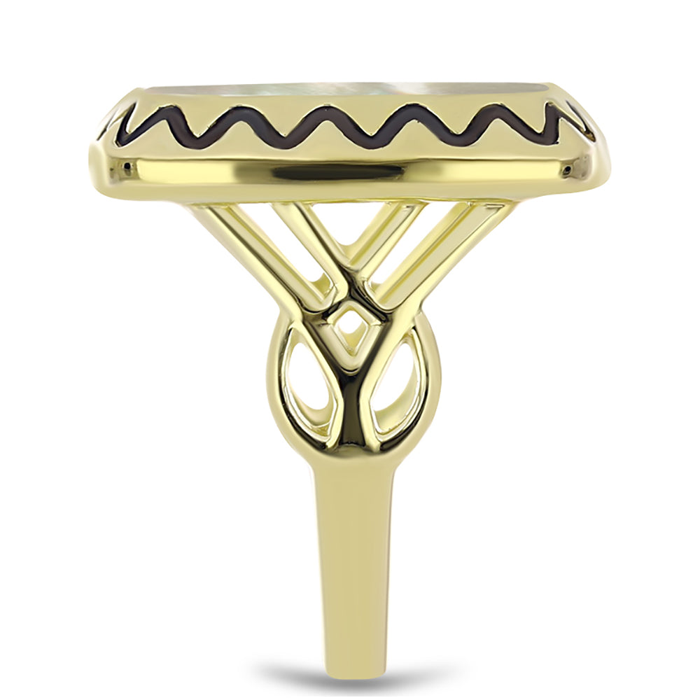 Arannyal Bevont Ezüst Gyűrű Gyöngyházzal 4 