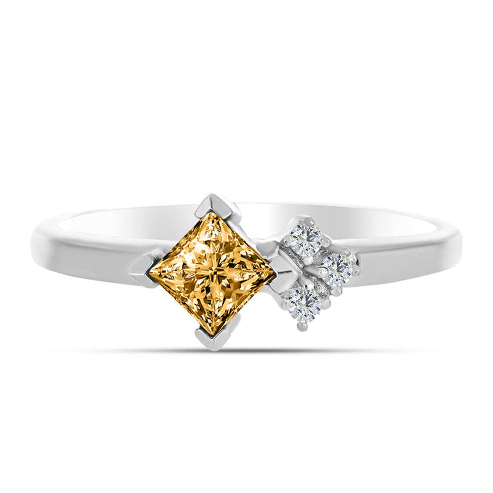 Ezüst Gyűrű Pezsgő Moissanite-tal és Fehér Topázzal