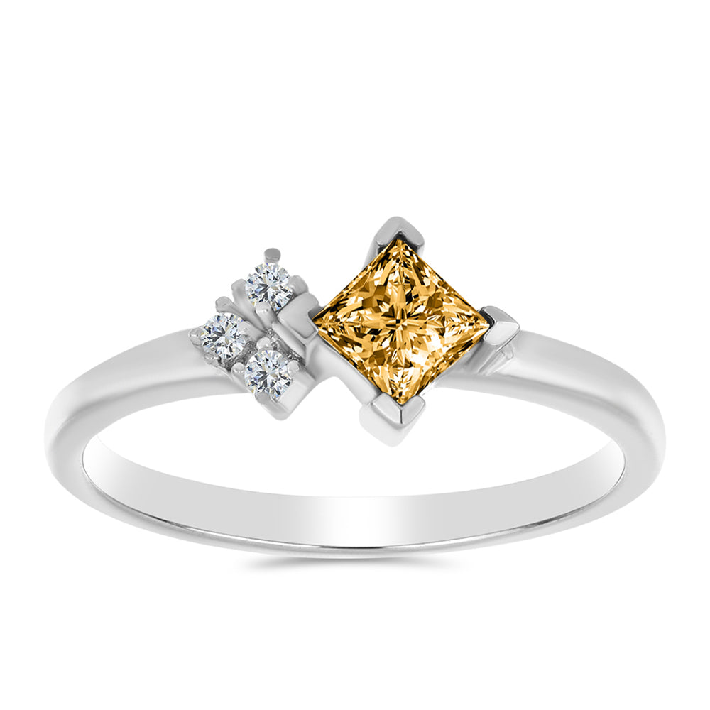 Ezüst Gyűrű Pezsgő Moissanite-tal és Fehér Topázzal 3 