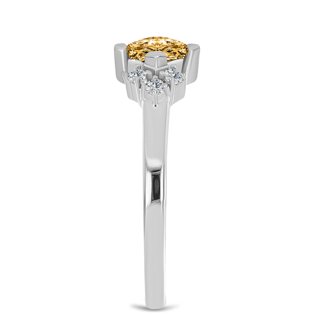 Ezüst Gyűrű Pezsgő Moissanite-tal és Fehér Topázzal