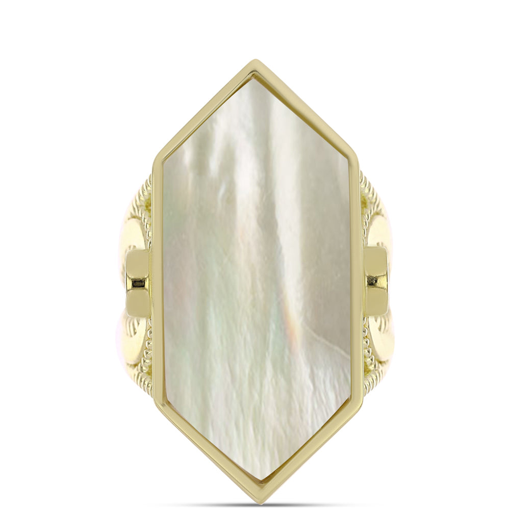 Arannyal Bevont Ezüst Gyűrű Gyöngyházzal 1 