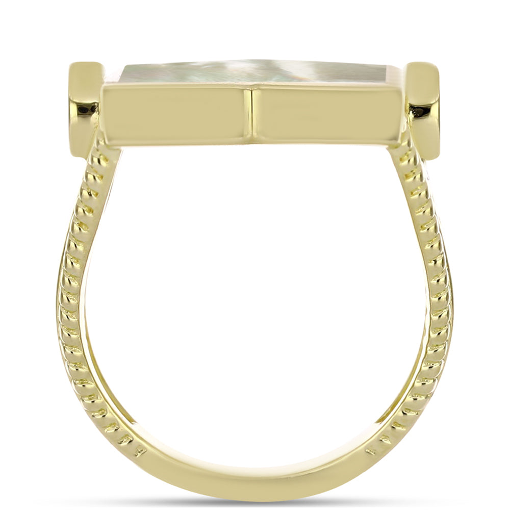 Arannyal Bevont Ezüst Gyűrű Gyöngyházzal