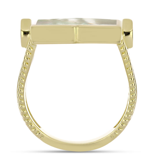 Arannyal Bevont Ezüst Gyűrű Gyöngyházzal