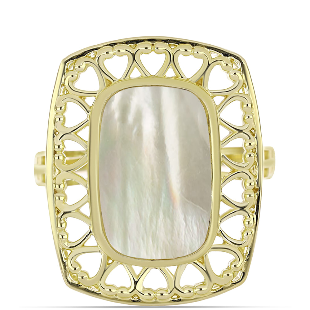 Arannyal Bevont Ezüst Gyűrű Gyöngyházzal