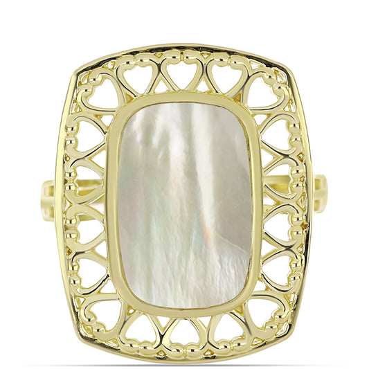 Arannyal Bevont Ezüst Gyűrű Gyöngyházzal