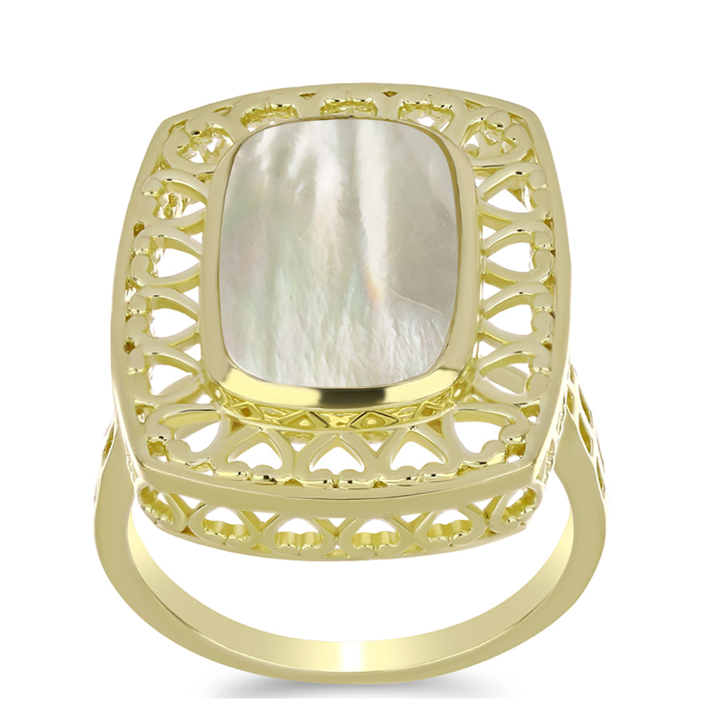 Arannyal Bevont Ezüst Gyűrű Gyöngyházzal