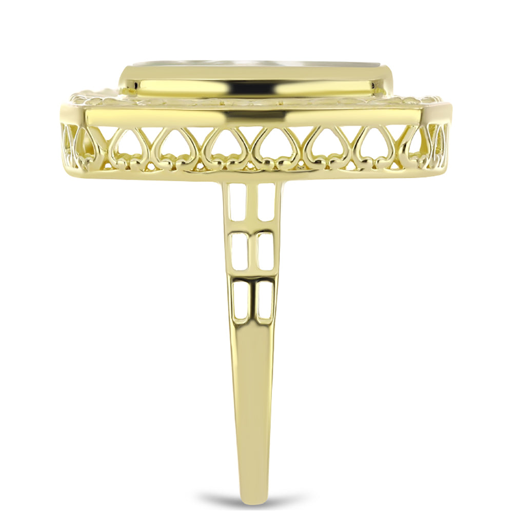 Arannyal Bevont Ezüst Gyűrű Gyöngyházzal 4 