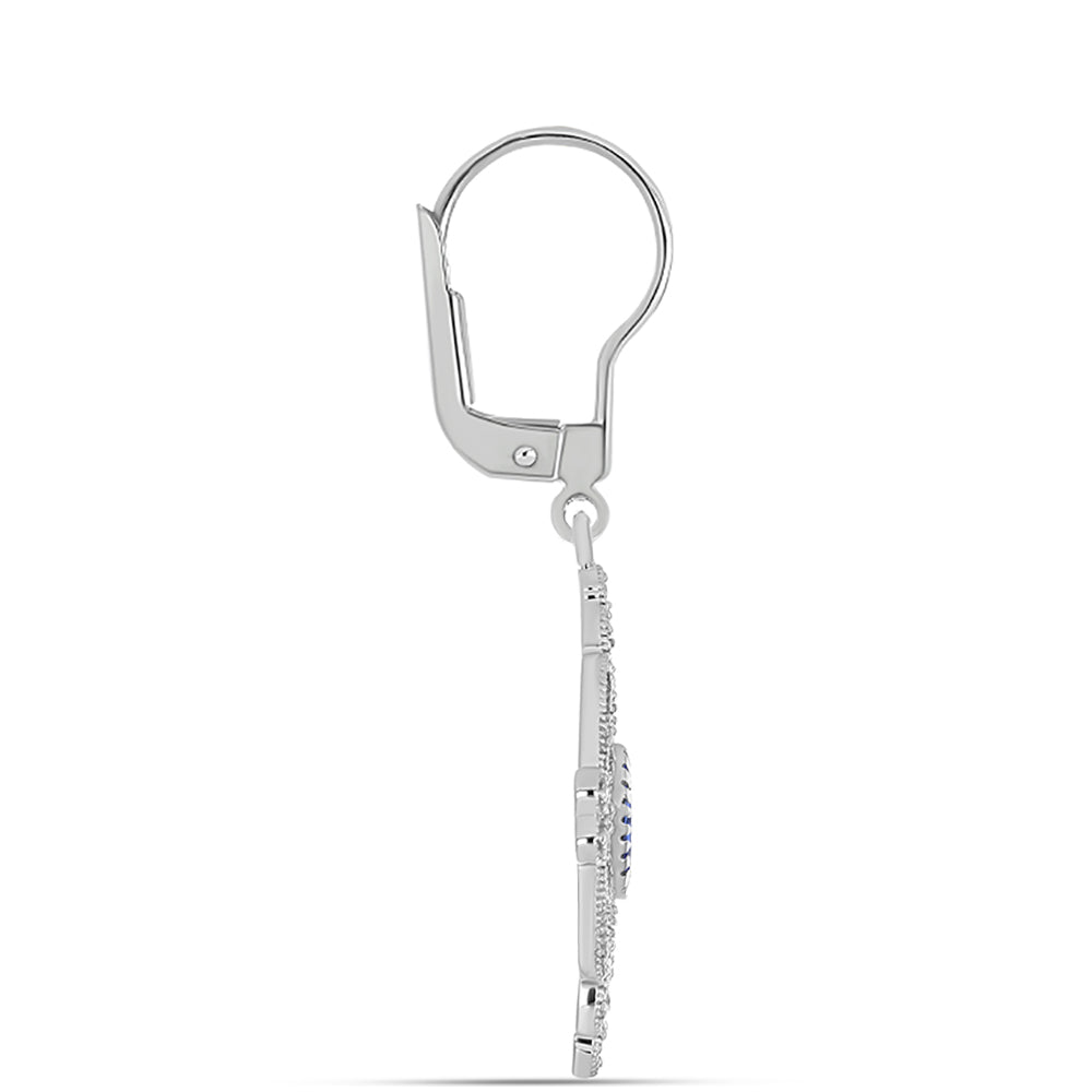 Ezüst Fülbevaló "AAA" Osztályú Tanzanittal és Fehér Topázzal