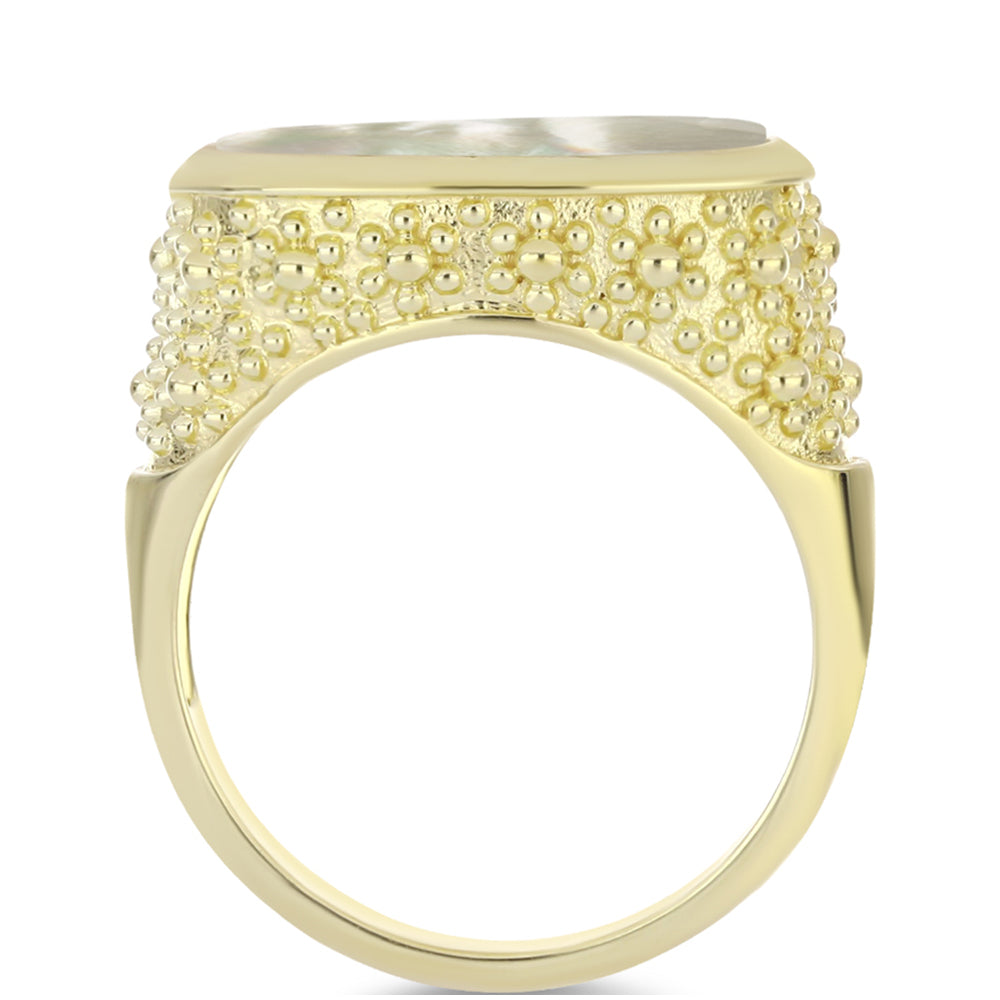 Arannyal Bevont Ezüst Gyűrű Gyöngyházzal 2 