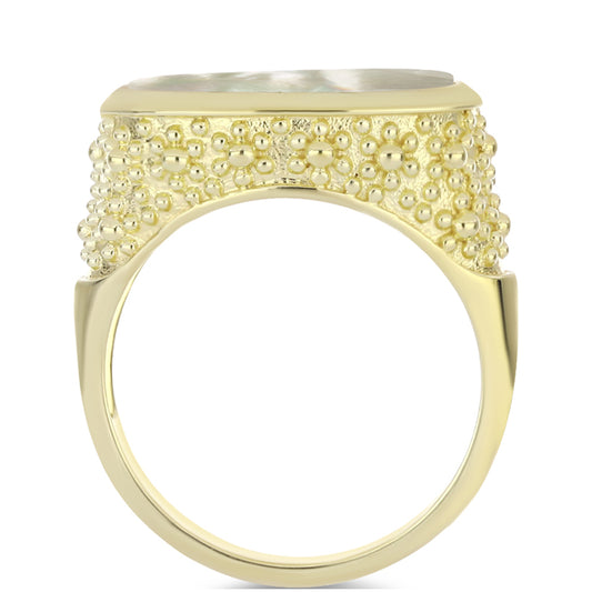 Arannyal Bevont Ezüst Gyűrű Gyöngyházzal