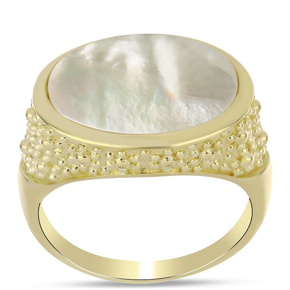 Arannyal Bevont Ezüst Gyűrű Gyöngyházzal