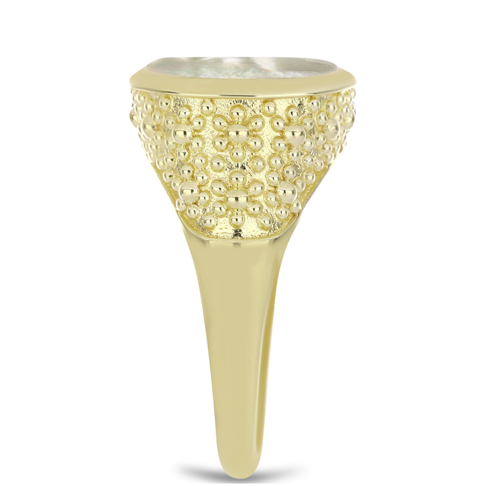 Arannyal Bevont Ezüst Gyűrű Gyöngyházzal