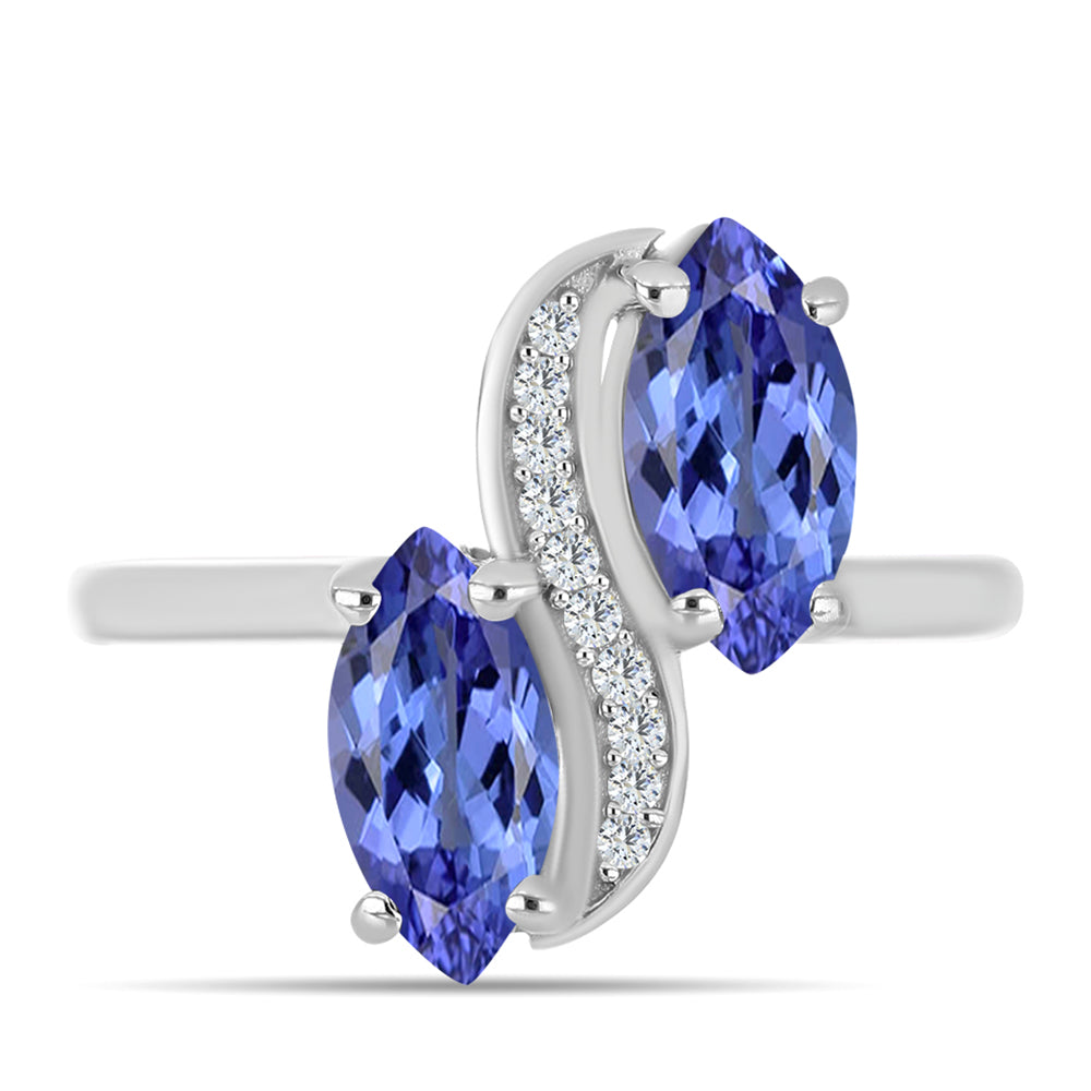 Ezüst Gyűrű "AAA" Osztályú Tanzanittal és Fehér Topázzal 1 