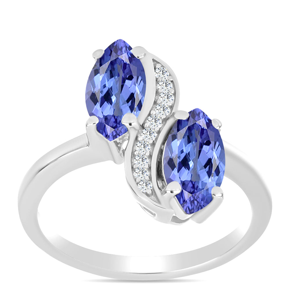 Ezüst Gyűrű "AAA" Osztályú Tanzanittal és Fehér Topázzal 3 