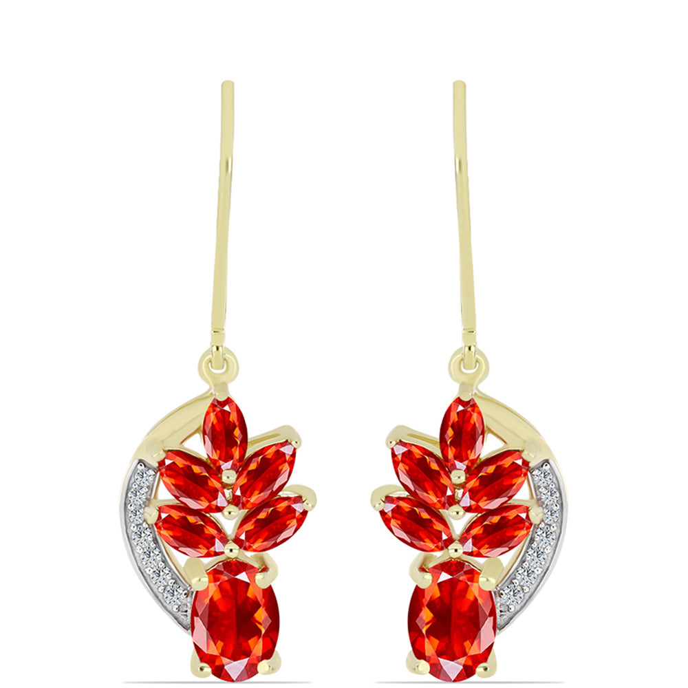 Arannyal Bevont Ezüst Fülbevaló Etiópiai Vörös Opállal és Fehér Topázzal 1 