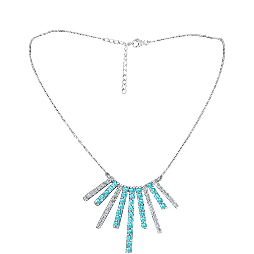 Ezüst Nyaklánc Paraiba Kvarccal és Fehér Topázzal