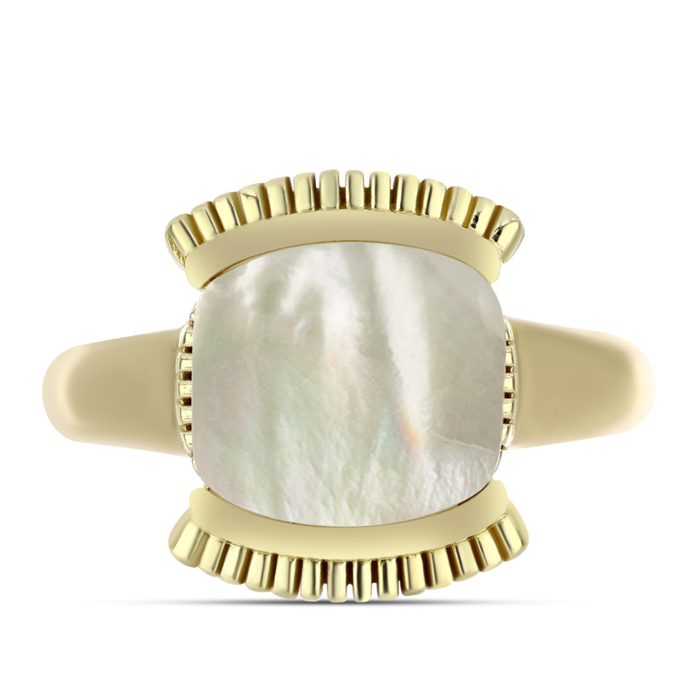 Arannyal Bevont Ezüst Gyűrű Gyöngyházzal 1 