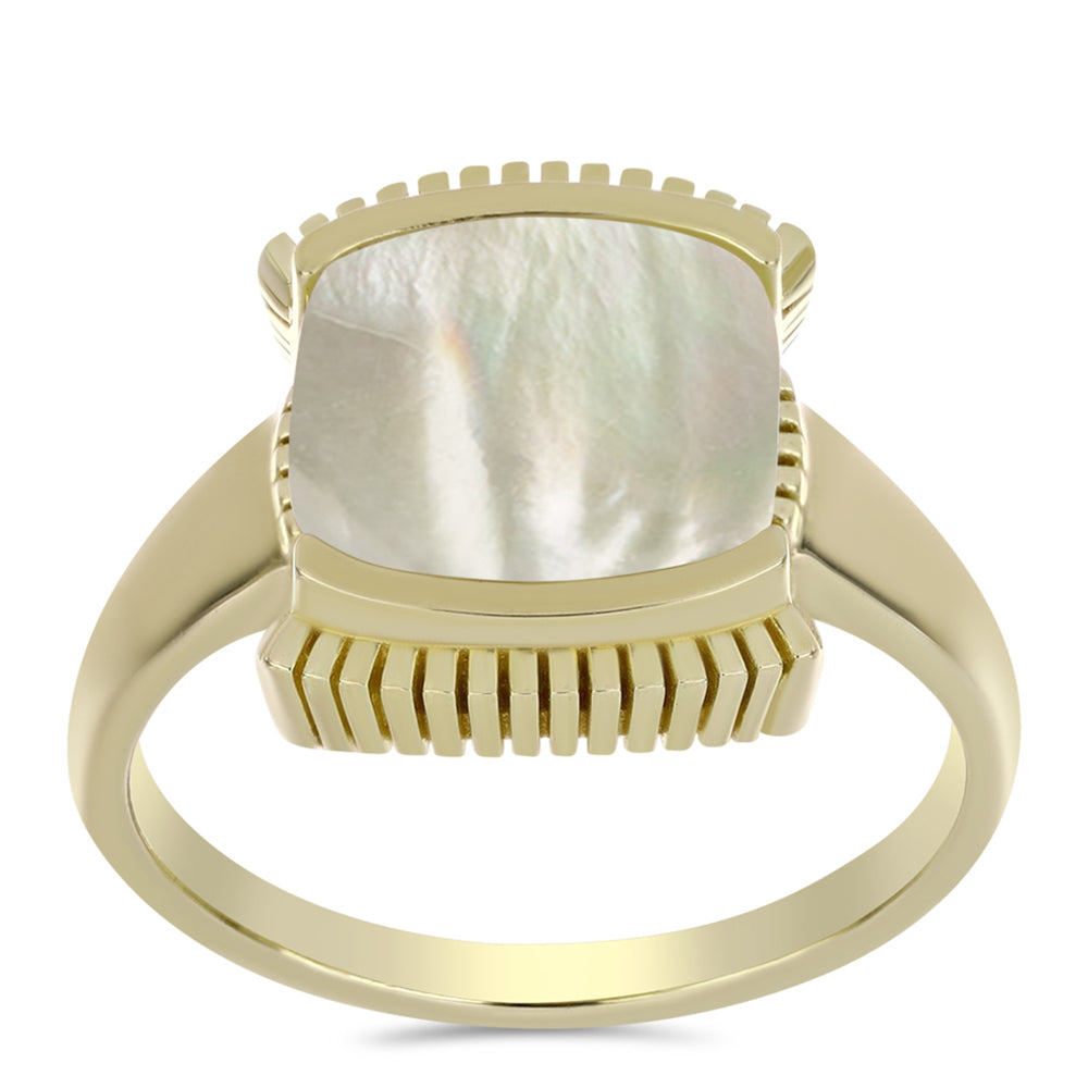 Arannyal Bevont Ezüst Gyűrű Gyöngyházzal 3 