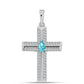 Kereszt Ezüst Medál Paraiba Kvarccal és Fehér Topázzal