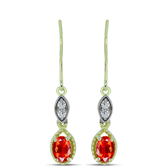 Arannyal Bevont Ezüst Fülbevaló Etiópiai Vörös Opállal és Fehér Topázzal