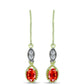 Arannyal Bevont Ezüst Fülbevaló Etiópiai Vörös Opállal és Fehér Topázzal