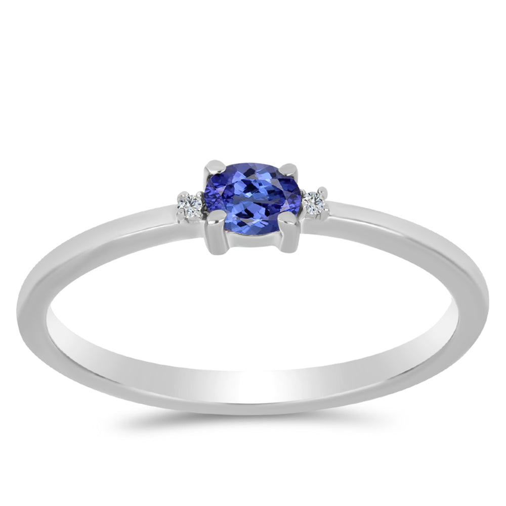 Ezüst Gyűrű "AAA" Osztályú Tanzanittal és Fehér Topázzal 3 