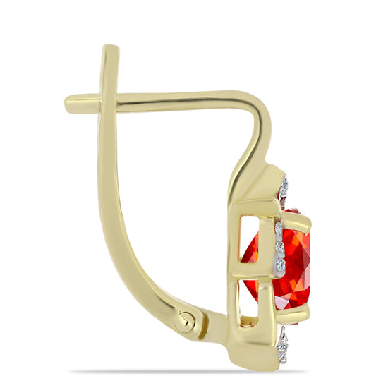 Arannyal Bevont Ezüst Fülbevaló Etiópiai Vörös Opállal és Fehér Topázzal