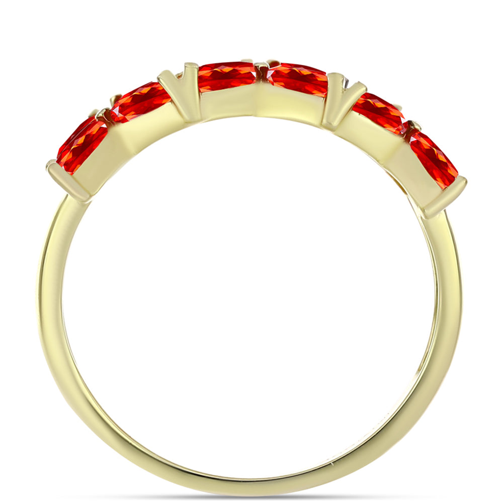 Arannyal Bevont Ezüst Gyűrű Etiópiai Vörös Opállal és Fehér Topázzal 2 