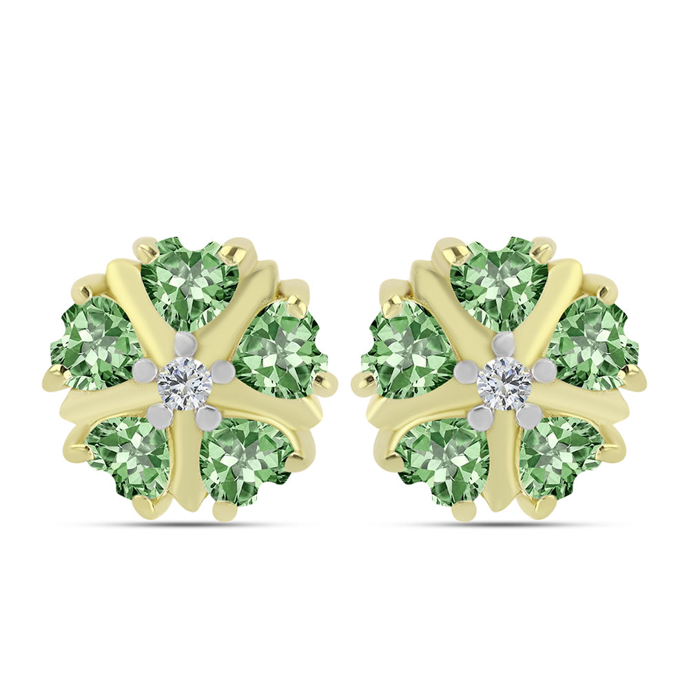 Arannyal Bevont Ezüst Fülbevaló Zöld Ametiszttel és Fehér Topázzal 1 