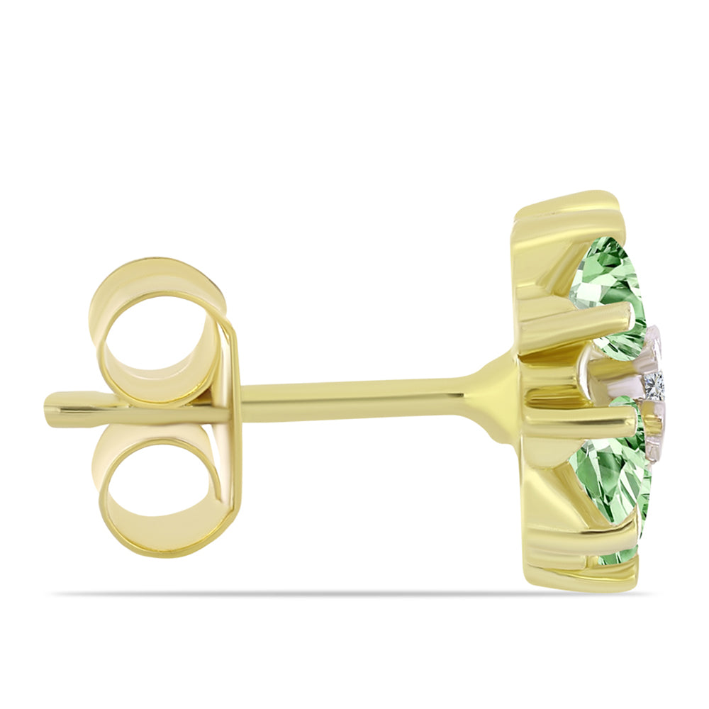 Arannyal Bevont Ezüst Fülbevaló Zöld Ametiszttel és Fehér Topázzal 2 