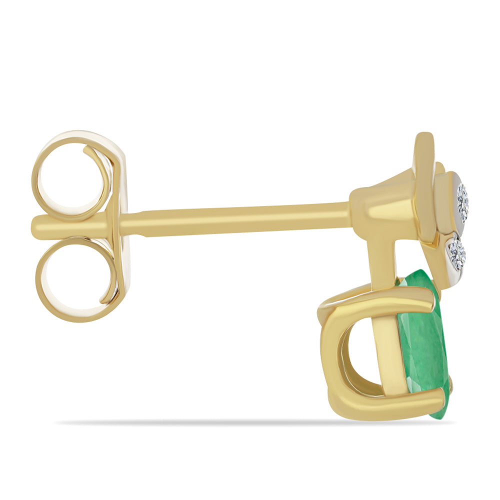 Arannyal Bevont Ezüst Fülbevaló Brazil Smaragddal és Fehér Cirkónnal 2 