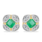 Arannyal Bevont Ezüst Fülbevaló Brazil Smaragddal és Fehér Cirkónnal