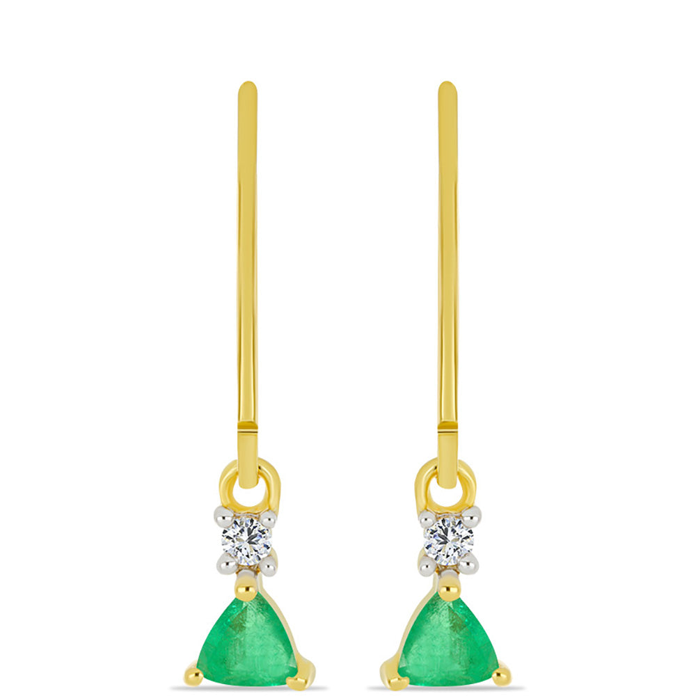 Arannyal Bevont Ezüst Fülbevaló Brazil Smaragddal és Fehér Cirkónnal 1 