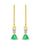 Arannyal Bevont Ezüst Fülbevaló Brazil Smaragddal és Fehér Cirkónnal
