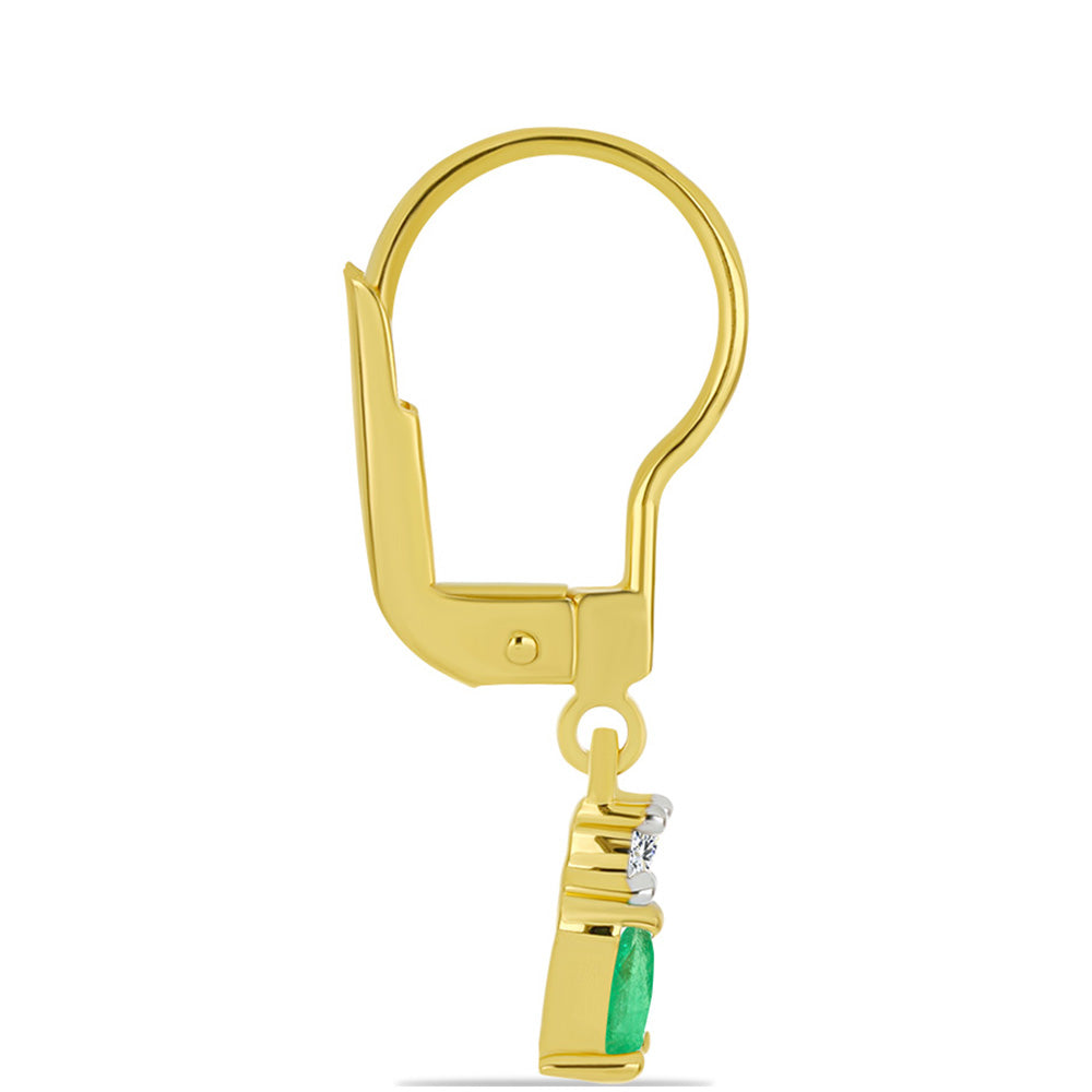 Arannyal Bevont Ezüst Fülbevaló Brazil Smaragddal és Fehér Cirkónnal