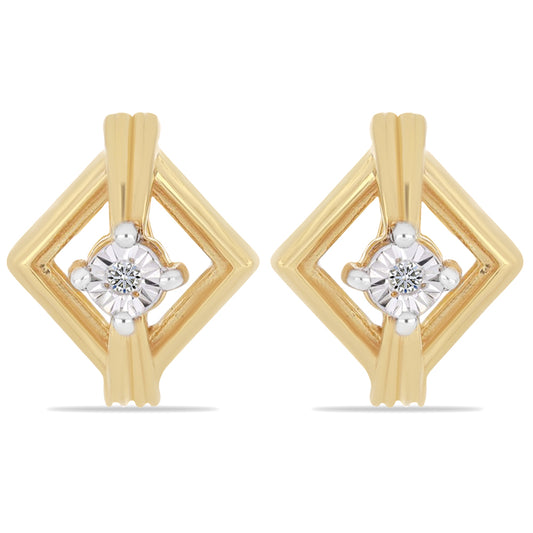 Arannyal Bevont Ezüst Fülbevaló Fehér Gyémánttal