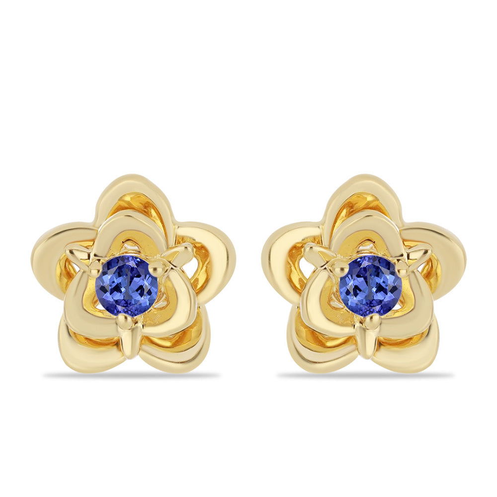 Arannyal Bevont Ezüst Fülbevaló Tanzanittal